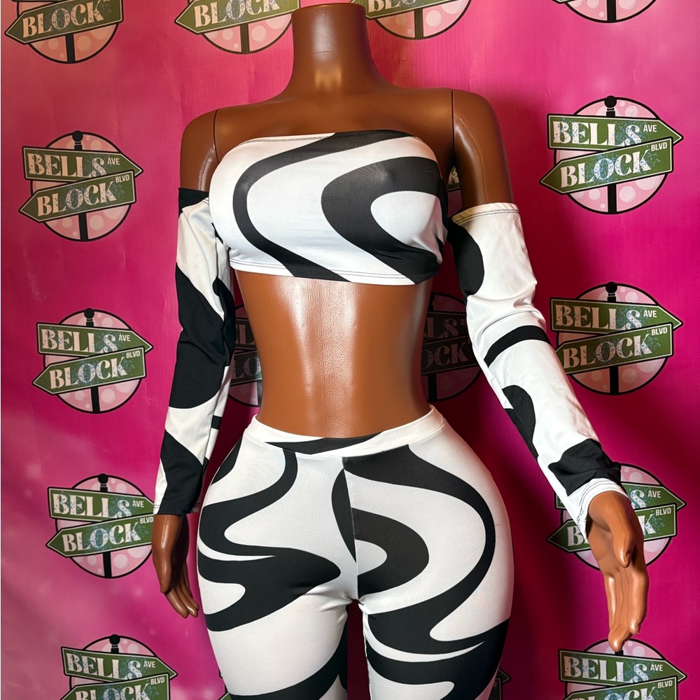 Black and White Swirl Two-Piece Set